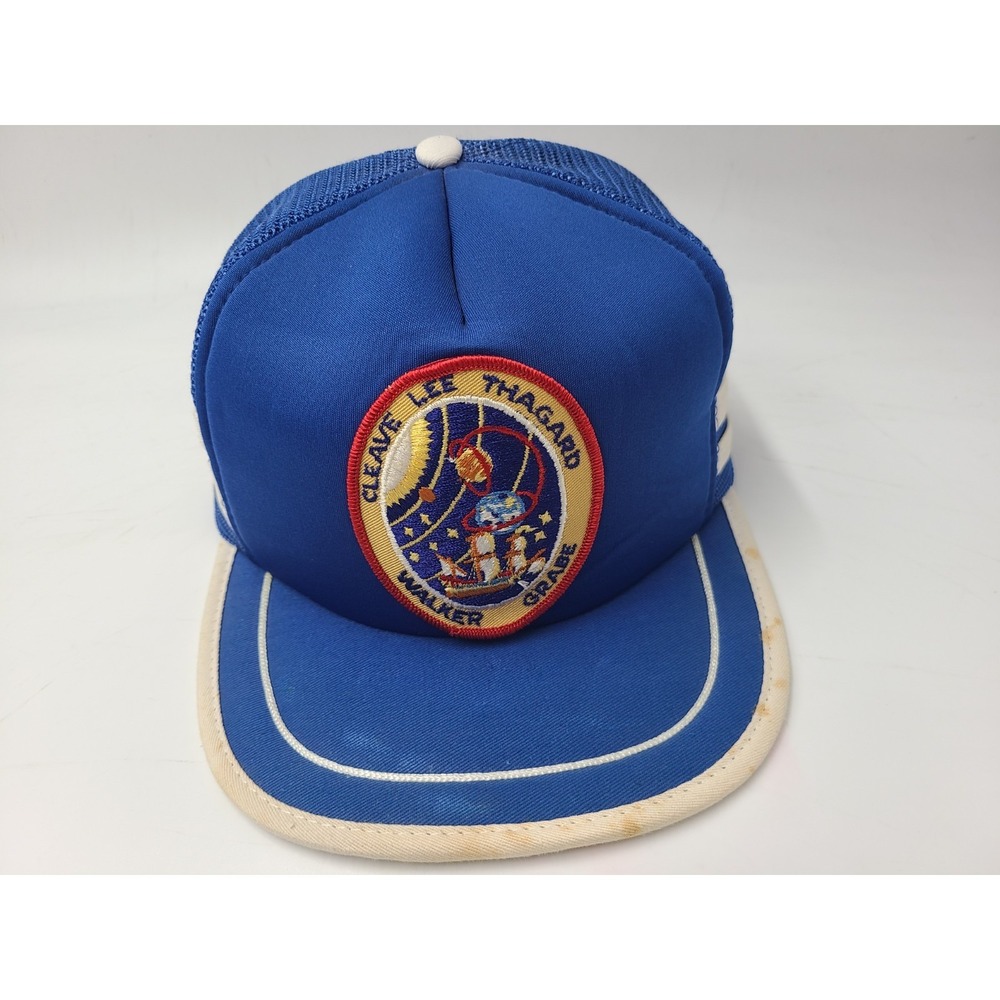 Vintage STS-30 NASA Space Mission Patch 3 Stripes Mesh Trucker Snapback Hat Cap